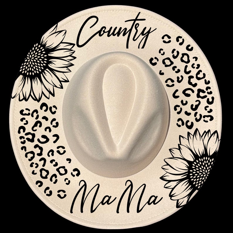 Country Mama Hat Burning Digital Design, Sunflower and Leopard Print ...