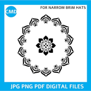 Digital Design Files for making Stencils For Hat Burning, Mandala, Narrow Brim Hat Burning Stencil, Hat Brim, Hat Burning Stencil Design