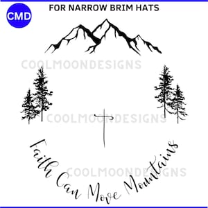 Faith Can Move Mountains Hat Burning Design, Mountain Tree Pattern, Narrow Brim Hats, DIY Pyrography Template, Digital Files png jpg pdf svg