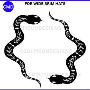 Two Snakes Hat Burning Design | Wide Brim Pyrography Template | Laser Friendly Digital Files svg png pdf jpg