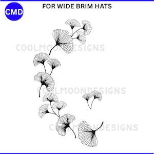 Ginkgo Leaves Hat Burning Design, Leaf Pattern, For Wide Brim Hats, Laser Friendly, DIY Pyrography Template, Digital Files png jpg pdf SVG