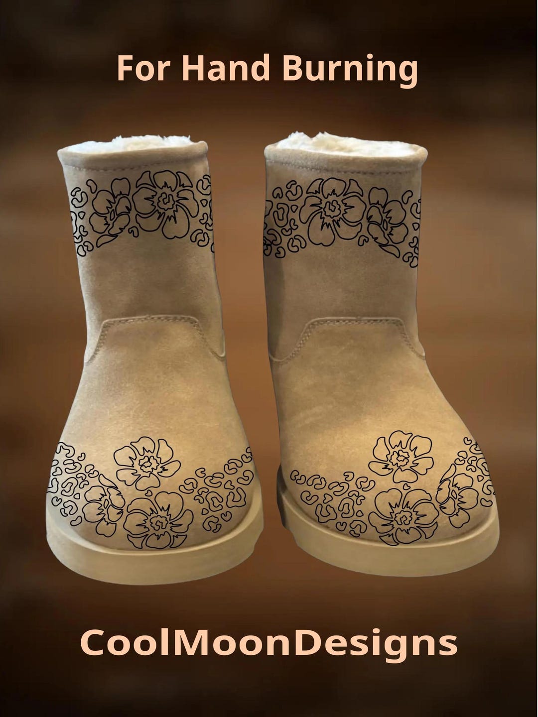 Boot Burning Design Cheetah Posies Pattern, Hand Burn Beginner Friendly ...