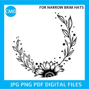 Sonnenblume Sommer schmale Krempe Hut Brennen Design, Sonnenblume Hut Frauen Muster, Sonnenblume verbrannt Hut Schablone, digitaler Download png pdf jpg