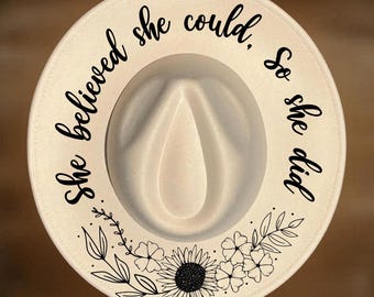 Sunflower She Did Hat Burning Design, Wide Brim Hand Burnable Template, Pyrography, Digital Files