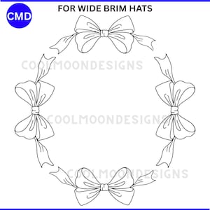 Coquette Bows Hat Burning Design, Cute Bow Pattern, Laser Friendly, For Wide Brims, DIY Pyrography Template, Digital Files png jpg pdf SVG
