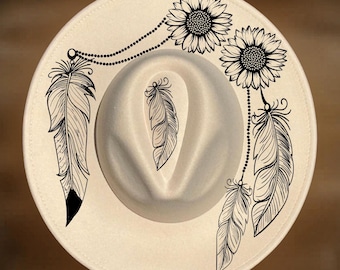 Sunflower Dream Catcher Hat Burning Design, Wide Brim, Digital Download, Hand Pyrography