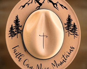 Faith Moves Mountains Hat Burning Design, Narrow Brim Pyrography Pattern, Digital Download