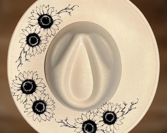 Sunflower Arch Hat Burning Design, Wide Brim Pyrography Pattern, Digital Download