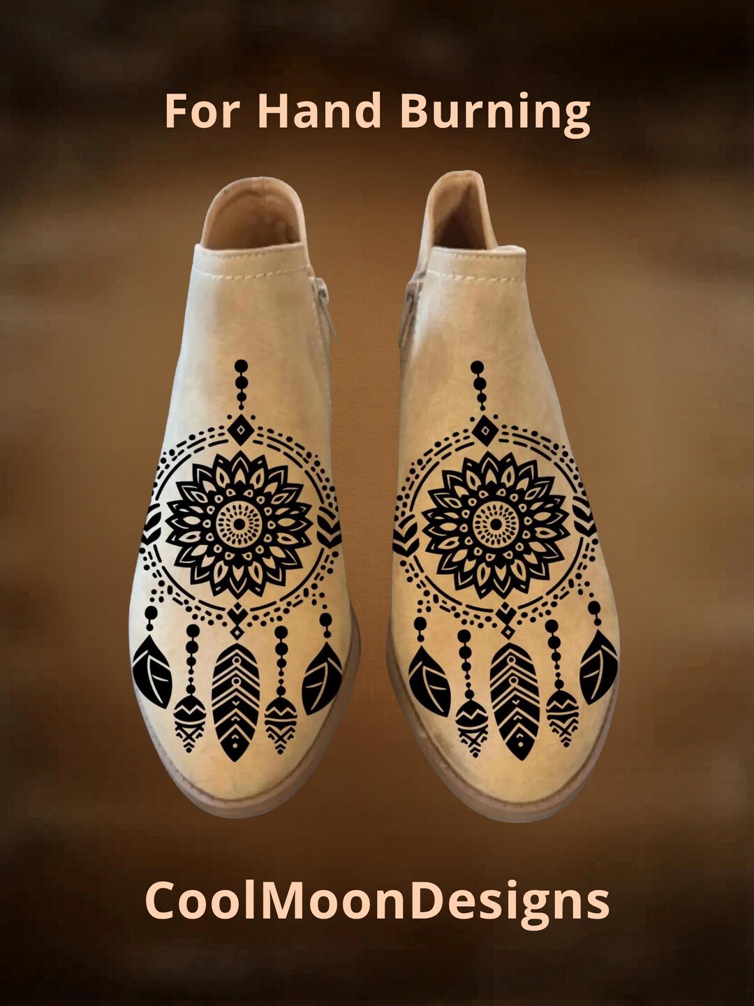 Boot Burning Design, Tribal Dream Catcher Pattern, Hand Pyrography ...