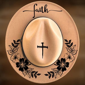 Faith Wreath Hat Burning Design, Christian Nails Cross Pattern, Pyrography Template For Narrow Brim Hats, png jpg pdf svg digital files
