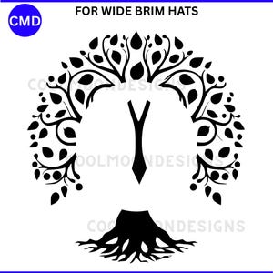 Tree of Life Hat Burning Design, For Wide Brim Hat, Tree Pattern, DIY Pyrography Template, Laser Friendly,  Digital Files png pdf jpg SVG