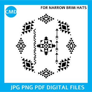 Stencils For Hat Burning, Aztec Stencil, Narrow Brim Hat Burning Stencil, Burned Hat Brim, Hat Stencil, Burnt Hat, Burned Hat Pattern