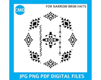 Stencils For Hat Burning, Aztec Stencil, Narrow Brim Hat Burning Stencil, Burned Hat Brim, Hat Stencil, Burnt Hat, Burned Hat Pattern