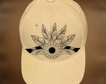 Hat Burning Design, Feathered Fan Baseball Cap Pattern, Hand Pyrography, Digital Download