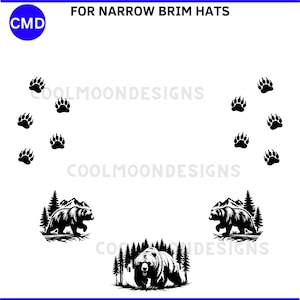 Bear Paws Narrow Brim Hat Burning Design, Bear Pattern, DIY Pyrography Template, Wilderness Hat, Digital Files png pdf jpg svg