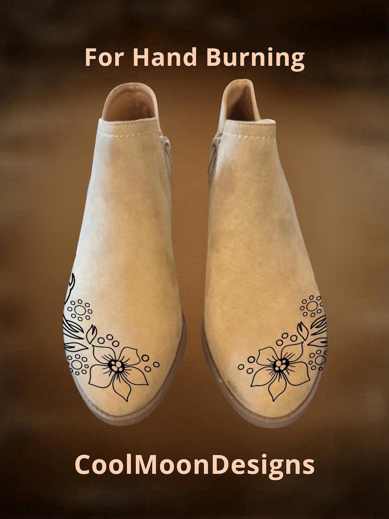 Periwinkle Boot Burning Design, Leather Boots, Floral Pattern, SVG PNG ...