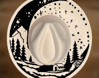 Hat Burning Design, Night Sky Trees Wide Brim Pattern,, Digital Download