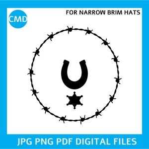 Stencil For Hat Burning svg, Barbed Wire Narrow Brim Hat Burning Stencil svg, Digital Design Files To Make Stencils For Burning Hats