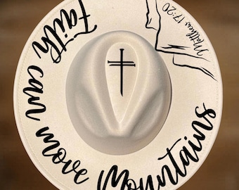 Faith Can Move Mountains Hat Burning Design, Wide Brim Pyrography Pattern, Digital Download