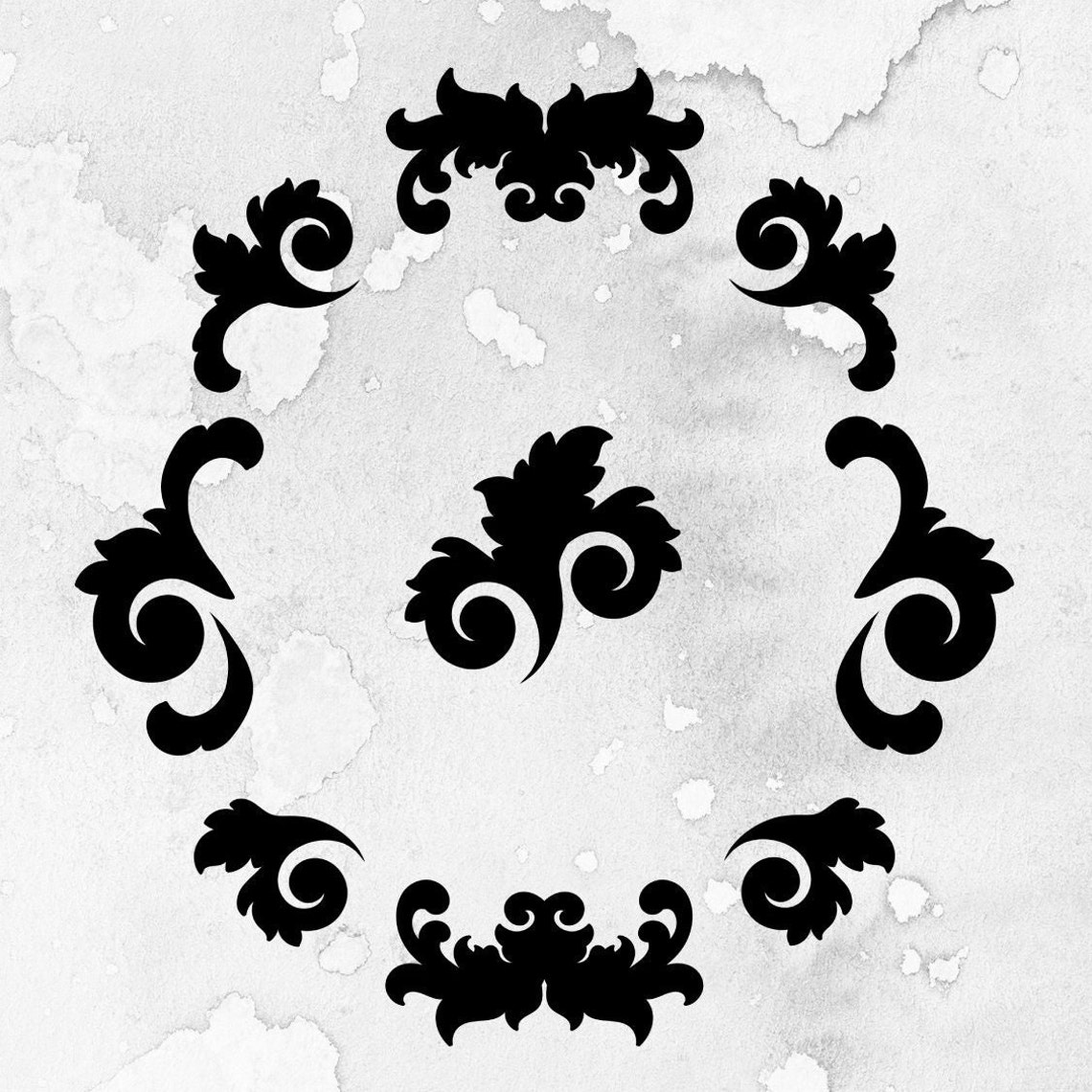 Stencils for Hat Burning SVG, Baroque Scrolls Pattern for Burning Hats ...