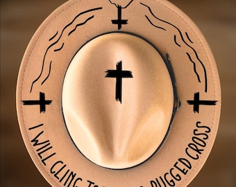 Old Rugged Cross Hat Burning Design,  Narrow Brim Pyrography Pattern, Digital Download