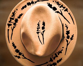 Lavender Ring Hat Burning Design,  Narrow Brim, Hand Burn, Digital Download