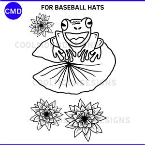 Ninfea rana / Design brucia cappello da baseball / File digitale modello pirografia