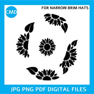 Digital Design for making Stencils  For Hat Burning, Sunflower Leaf, For Narrow Brim Hats, Sunflowers Stencil Design, PNG PDF JPG Files