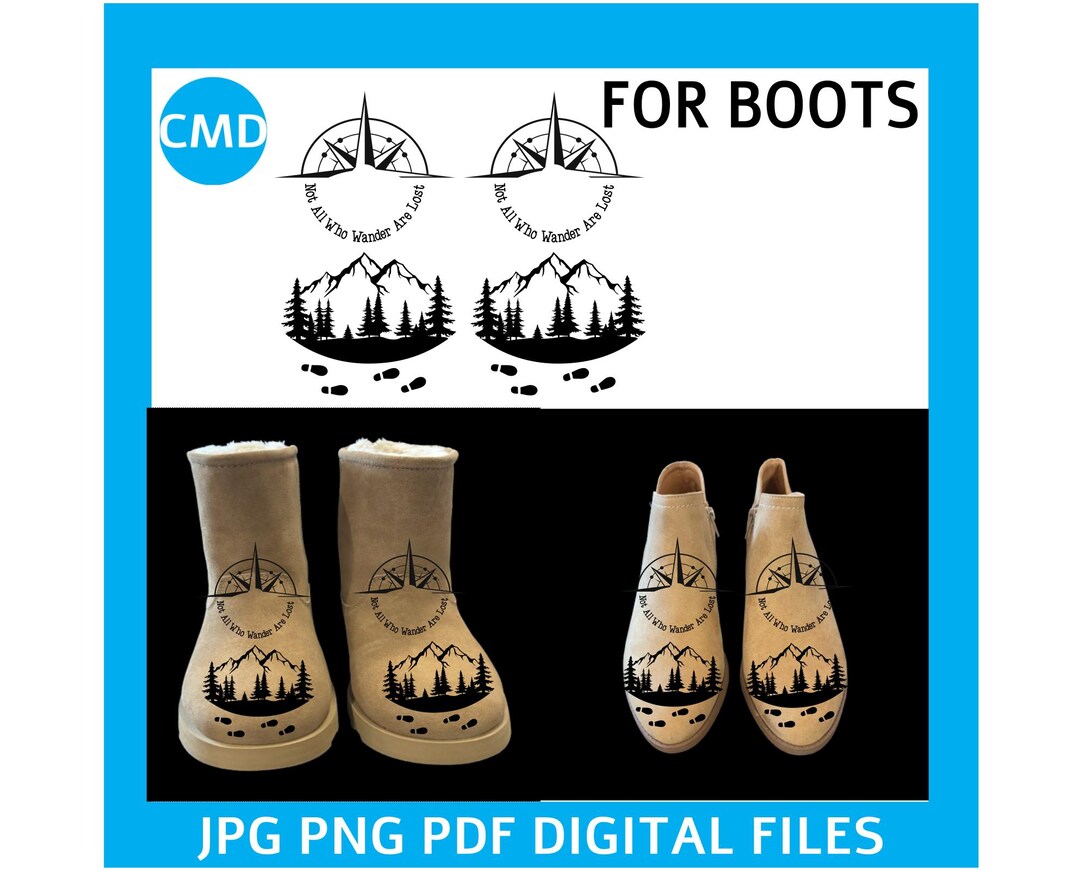 Compass Boot Burning Design, Wandering but Not Lost Burned Bootie ...