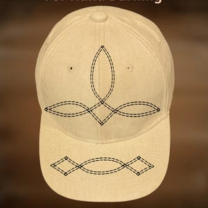 May include: A tan baseball cap featuring black dashed-line patterns on the front panels. The text "For Hand Burning" appears at the top, and "CoolMoonDesigns" is printed at the bottom. The cap has a structured crown and a curved brim.
