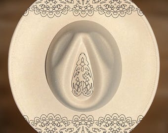 Lace Ends Hat Burning Design,  Wide Brim Pattern,, Digital Download
