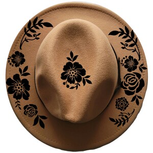 Stencils for Hat Burning SVG, Floral, Hat Burning Stencil SVG, Hat Brim ...