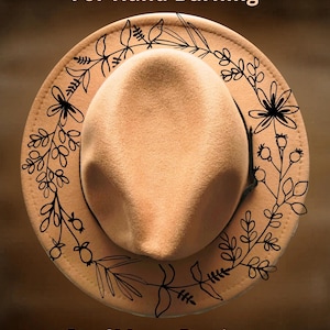 Wildflower Wreath Hat Burning Design,  Narrow Brim Hat Pattern,  Digital Download