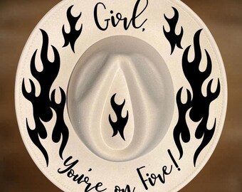 Girl You’re On Fire Hat Burning Design, Wide Brim Pattern, Digital Download,