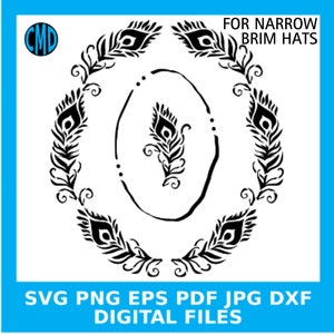 Stencils For Hat Burning Design, Peacock Feathers, Narrow Brim Hats, Pyrography Template, Digital Files for making Stencils, PNG PDF JPG