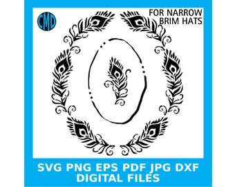 Stencils For Hat Burning Design, Peacock Feathers, Narrow Brim Hats, Pyrography Template, Digital Files for making Stencils, PNG PDF JPG