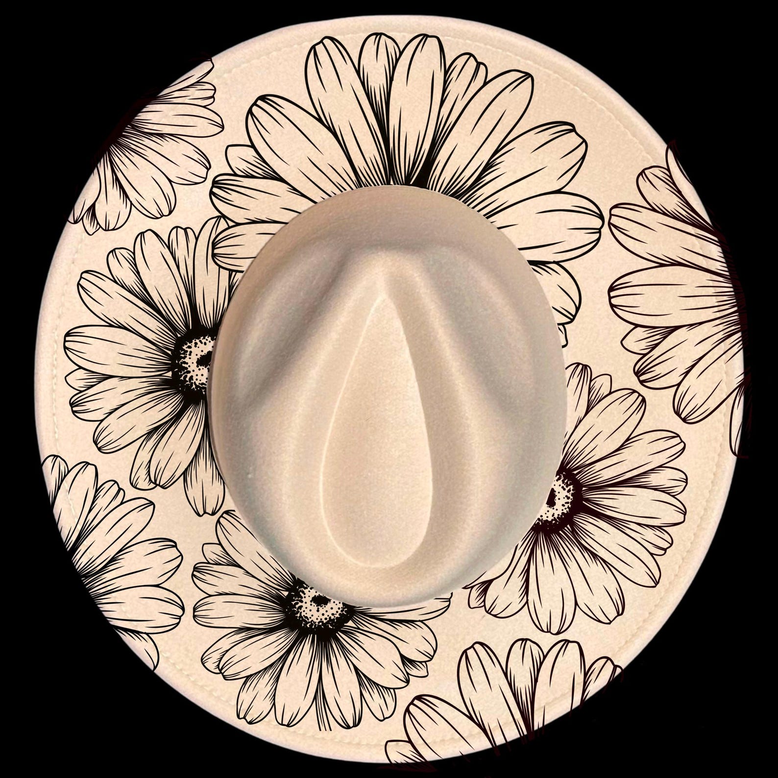 Daisies Wide Brim Hat Burning Design, Daisy Pattern, for Wide Brim Hats ...
