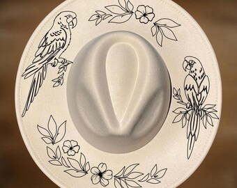 Macaw Parrots Hat Burning Design, Wide Brim Pyrography Template, Hand Burn  Digital Download