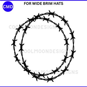 Barbed Wire Hat Burning Design, Barb Wire Pattern, Laser Friendly, Pyrography Template, For Wide Brim Hats, Digital Files png pdf jpg SVG
