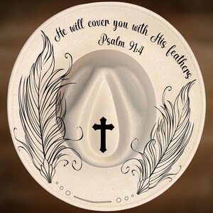 Hat Burning Design, Psalm 91:4 Feathered Cross Wide Brim Pattern, Beginner Friendly, Digital Download