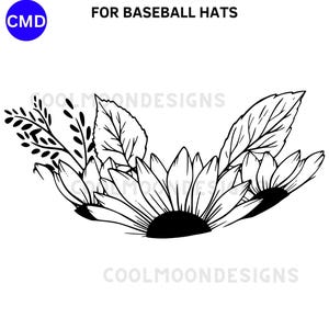 Sunflower Fun Baseball Cap Hat Burning Design, Sunflowers Burned Hat Pattern, Base Ball Cap Stencil, Digital Download png svg pdf jpg