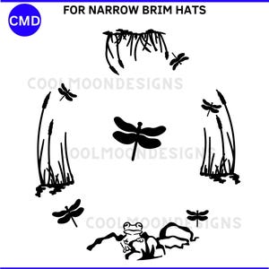 Dragonfly Frog Hat Burning Design, Narrow Brim Pyrography Pattern, Beginner Hat Burn Template