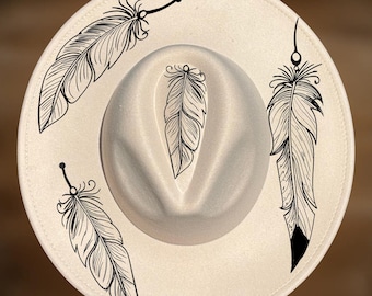 Hat Burning Design, Bohemian Feather Wide Brim Hat Pattern, Beginner Friendly, Digital Download