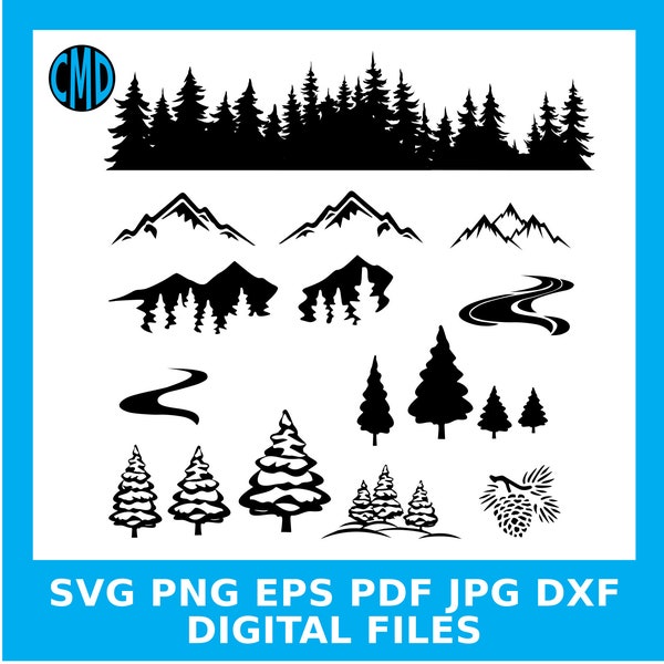 Stencils For Hat Band Burning SVG, Trees And Mountains, Burned Hat Brim SVG, Hat Stencil, Hat Burning Stencil SVG, Burnt Hat Design, Burned