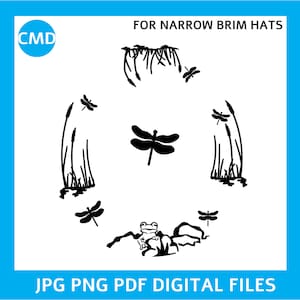 Stencils For Hat Burning, Dragonfly and Frog Hat Burning Pattern, Narrow Brim Hats, Hat Brim Stencil, Burnt Burn Fedora Digital Files