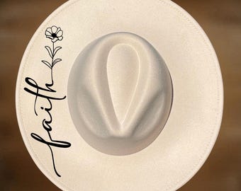 Faith Flower Hat Burning Design, Wide Brim Pyrography Pattern, Christian,, Digital Download
