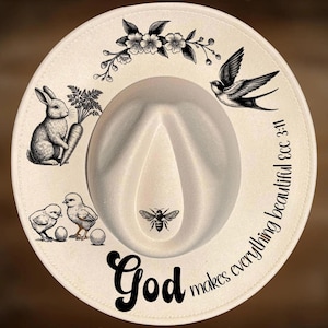 God Makes Everything Wide Brim Hat Burning Design, Christian Quote Bible Verse