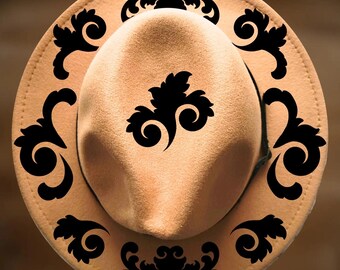 Scrolls Hat Burning Design for Narrow Brim Hats, Easy To Burn Pyrography Pattern,  Digital Download