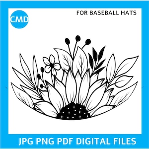 Sonnenblume Blüte Baseballmütze Hut Brennen Design, Sonnenblume Liebhaber verbrannt Hut Muster, Sonnenblume Hut Schablone, digitaler Download png pdf jpg