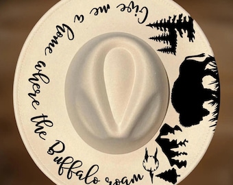 Buffalo Roam Hat Burning Design, Wide Brim Pyrography Pattern, Digital Download
